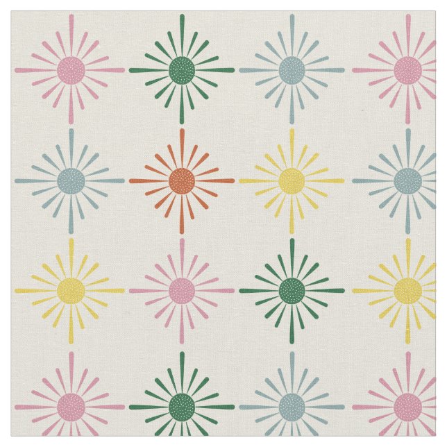 Tela Impresión floral geométrica de Bloom Retro Pattera (De cerca)