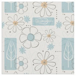 Tela Impresión floral moderna de mediados del siglo XX