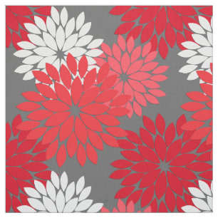 Tela Impresión floral moderna del kimono, rojo y gris