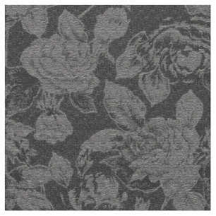 Tela Impresión floral negra y gris elegante