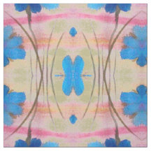 Impresión floral verde azul y rosa