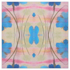 Tela Impresión floral verde azul y rosa