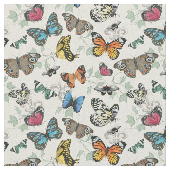 Tela Impresión lúcida de mariposas botánicas (De cerca)