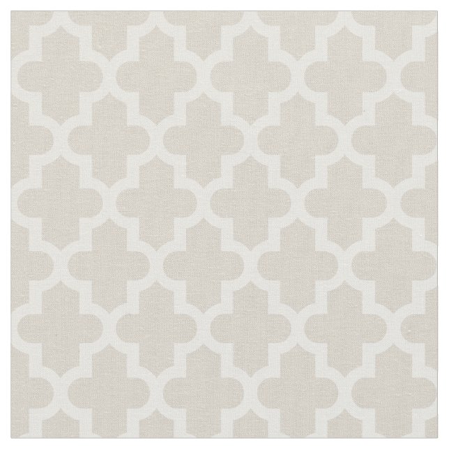 Tela Impresión marroquí de Linen Beige (De cerca)