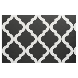 Tela Impresión negra de Quatrefoil del marroquí