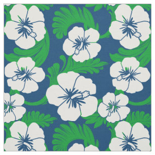 Tela Impresión retra azul floral del hibisco hawaiano