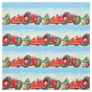 Tela impresión roja del coche de competición 1950