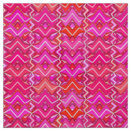 Tela Impresión tribal de batik, fucsia, rosa coral y ro