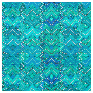 Tela Impresión tribal de batik, turquesa, aqua y marine