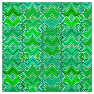 Tela Impresión tribal de batik, verde jade y verde limó
