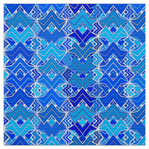 Tela Impresión tribal del batik, cobalto y azul cerúleo