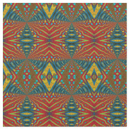 Tela Impresión tribal textil Verde azulada amarilla mod
