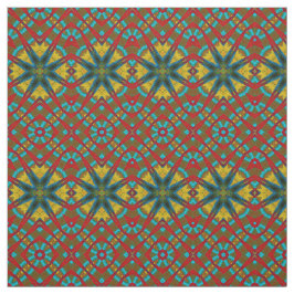 Tela Impresión tribal textil Verde azulada amarilla mod