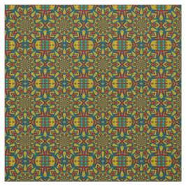 Tela Impresión tribal textil Verde azulada amarilla mod