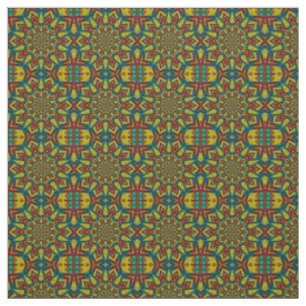 Tela Impresión tribal textil Verde azulada amarilla mod