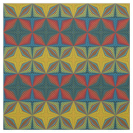 Tela Impresión tribal textil Verde azulada amarilla mod