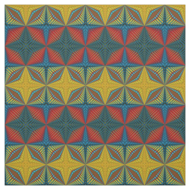 Tela Impresión tribal textil Verde azulada amarilla mod (Retal)