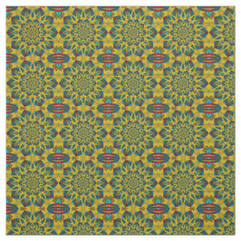 Tela Impresión tribal textil Verde azulada amarilla mod