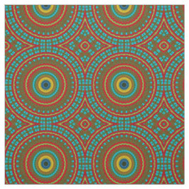 Tela Impresión tribal textil Verde azulada amarilla mod