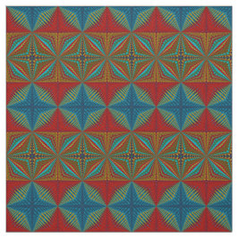 Tela Impresión tribal textil Verde azulada amarilla mod