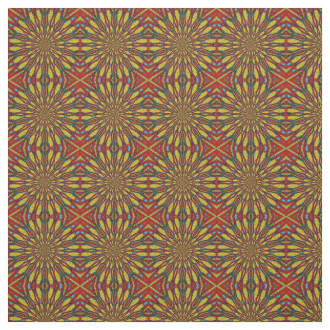 Tela Impresión tribal textil Verde azulada amarilla mod (Retal)