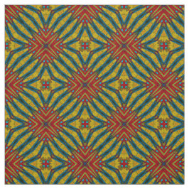 Tela Impresión tribal textil Verde azulada amarilla mod