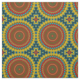 Tela Impresión tribal textil Verde azulada amarilla mod