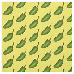 Tela Impresión vegetal de Pepper Jalapeño verde calient