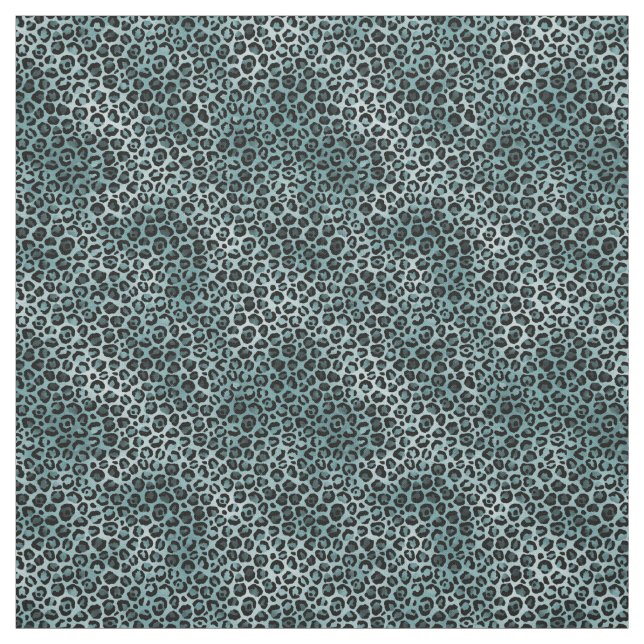 Tela Impresión Verde azulada de leopardo azul (Retal)