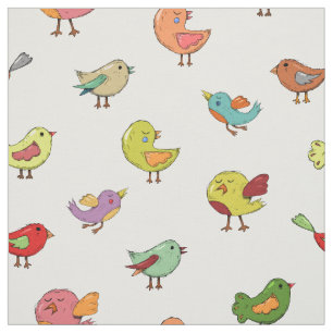 Tela Impreso con patrón de dibujos animados de aves col