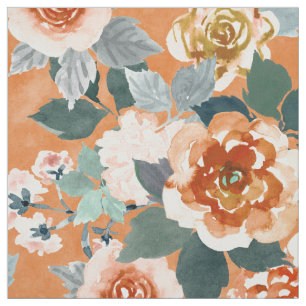 Tela IN LOVE Naranja Rubor Mint Floral