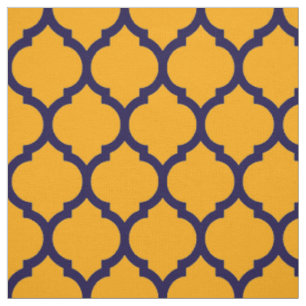 Tela Increíble patrón de quatrefoil marroquí azul naran