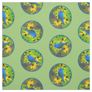 Tela Indigo Bunting en la pintura de cercas arte origin