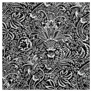 Tela Indio de William Morris, blanco y negro