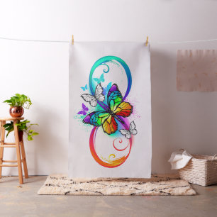 Tela Infinidad brillante con la mariposa arcoiris