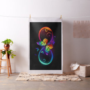 Tela Infinidad vibrante con mariposa arco iris sobre ne