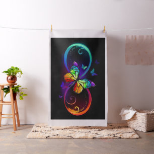 Tela Infinidad vibrante con mariposa arco iris sobre ne