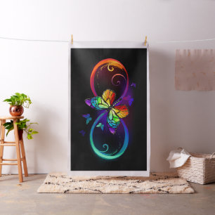 Tela Infinidad vibrante con mariposa arco iris sobre ne