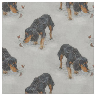 Tela Inglés cocker spaniel y mariposas Art.