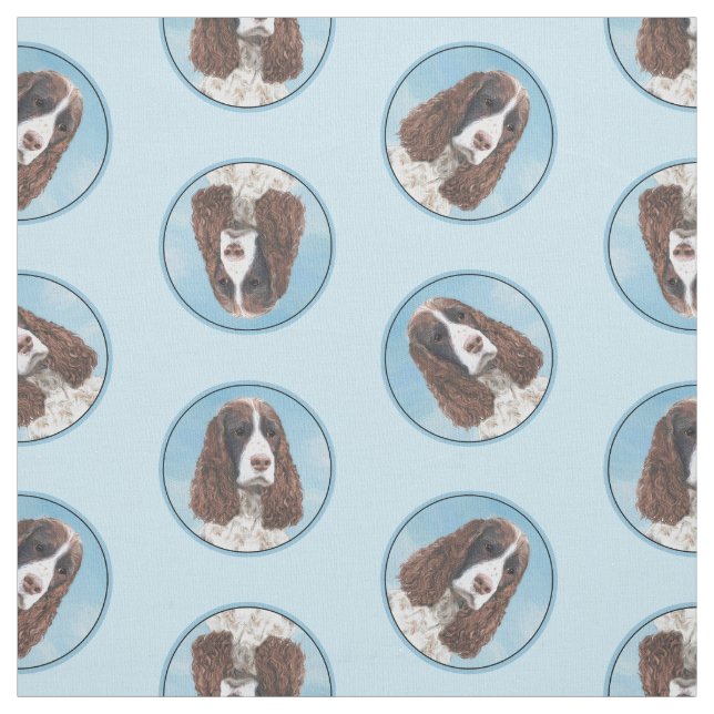 Tela Inglés Springer Spaniel Pintura Original Perro Art (Retal)