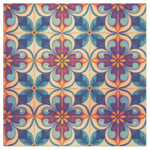 Tela Inspiración de azulejos de estilo talavera floreci