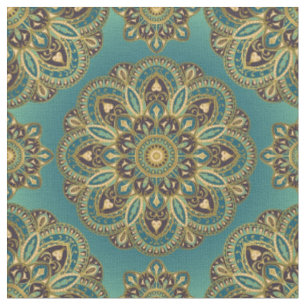 Tela Inspiración india abstracta Mandala Fabric - verd
