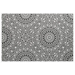 Tela Intrincado Patrón moderno de Mandala en blanco y n