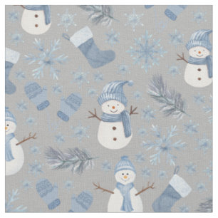 Tela Invierno azul acogedor en gris