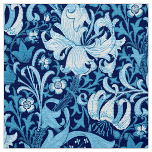 Tela Iris y lirio, azul añil de William Morris