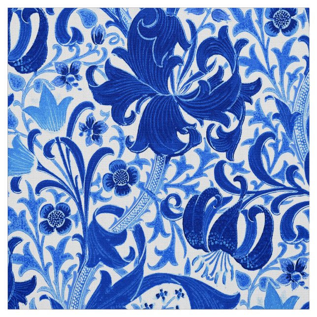 Tela Iris y lirio, azul de William Morris de cobalto (Retal)