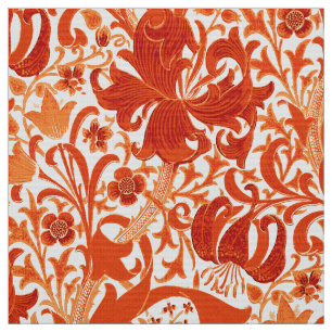 Tela Iris y lirio, mandarina de William Morris