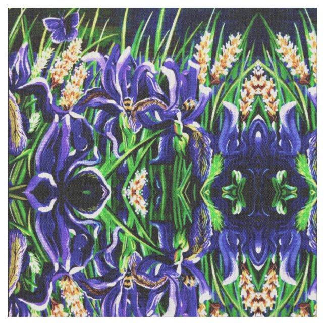 Tela Iris's y Bees (De cerca)