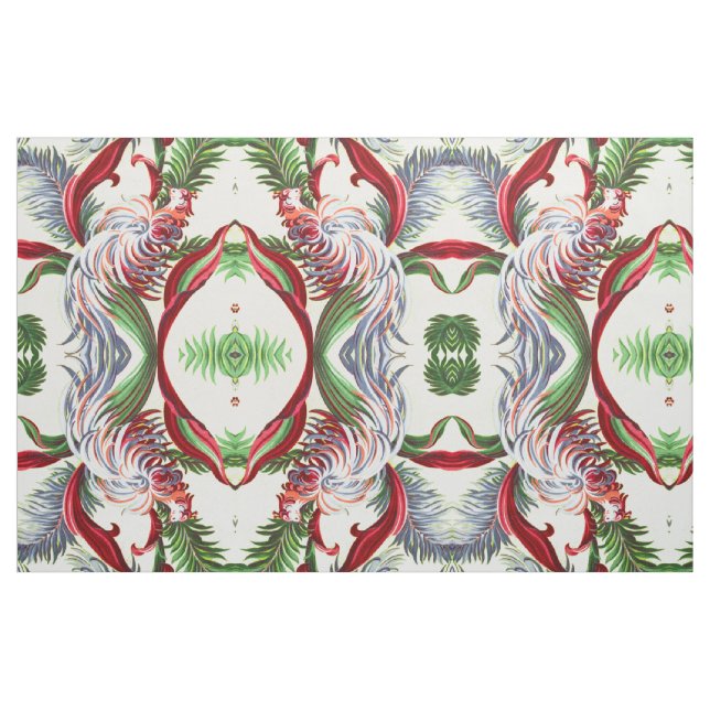 Tela Isla abstracta de Barkcloth Tiki del pájaro del ("Cuarto gordo" (fat quarter))
