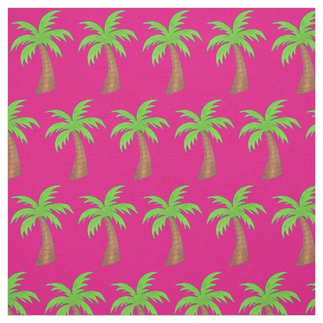 Tela Isla Tropical Palm Tree Hot Pink Green Beach Fun (Retal)